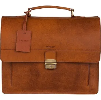 Pánská aktovka BURKELY Kožená pracovní taška na notebook 15,6" Scott 9006378.22.24 koňaková