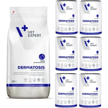 Krmivo pro psa VETEXPERT Dog Dermatosis Salmon Potato 12kg + Dermatosis Dog 6x400g