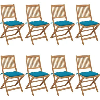 Skládací zahradní židle s poduškami 8 ks masivní akácie - 8720286460221