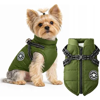 Obleček pro psa TEPLÁ BUNDA S POPRUHY PRO PSA PODZIM ZIMA OBLEČEK VESTA M REFLEXNÍ