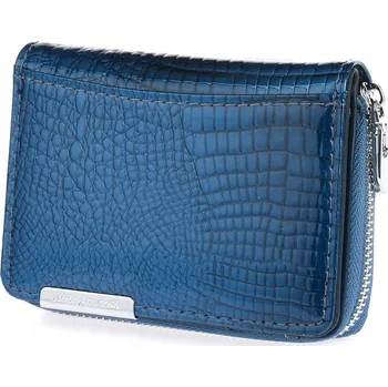 Dámská kožená peněženka malá lakovaná vzor krokodýlí kůže na zip