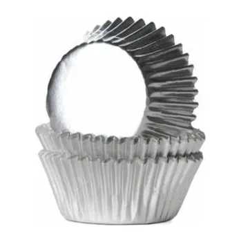 Přisada na vaření a pečení House of Marie Nizozemsko Mini košíčky na muffiny LESKLÉ stříbrné 36ks | Cukrářské potřeby