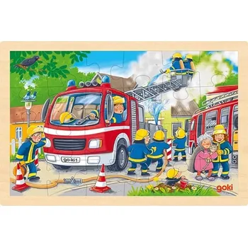 Dětské zboží Goki na desce Hasičský zásah 24 dílků