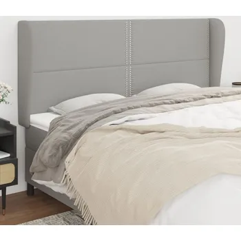 Čelo postele typu ušák světle šedé 183x23x118/128 cm textil - 8720287256946