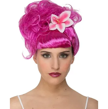 Karnevalová paruka joke21 Paruka s kytkou růžová