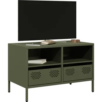 Televizní stolek TV skříňka olivově zelená 68 x 39 x 43,5 cm ocel - 8721102930775