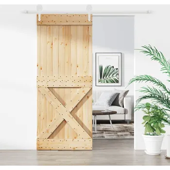 Interiérové dveře Posuvné dveře s kováním 100 x 210 cm masivní borové dřevo - 8721012083080