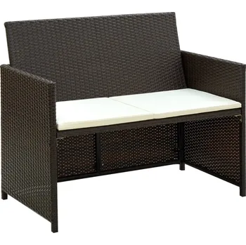 Zahradní pohovka 2místná zahradní pohovka s poduškami hnědá polyratan - 8718475601401