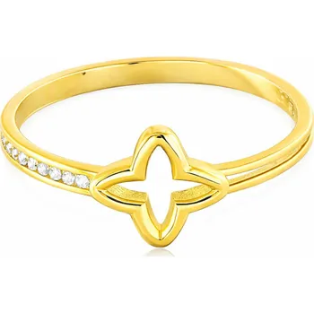 Prsten Leru Prsten Čtyřlístky ze zlata s bílými zirkony 2 varianty Velikost a váha prstenu: 51 žluté zlato (váha 1,44g)