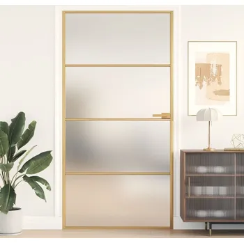 Vchodové dveře Interiérové dveře úzké zlaté 102,5x201,5 cm tvrzené sklo hliník - 8721012136892