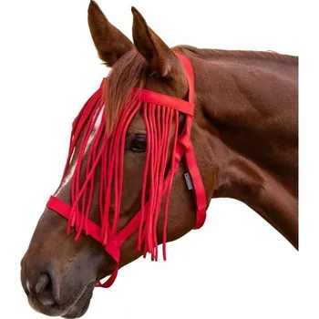 Vybavení pro koně Bezpečnostní ohlávka s třásněmi proti hmyzu WALDHAUSEN red COB