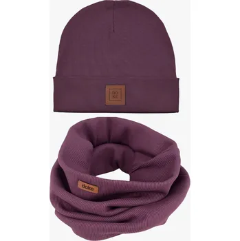 Čepice Doke Set Bavlněná čepice a nákrčník organic ed violet