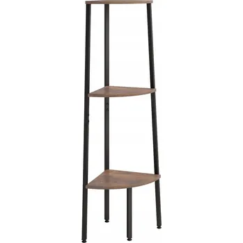 regál Tmavě hnědý a černý rohový regál, 3 police, 45,5 x 31,5 x 120 cm