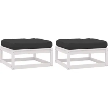 Zahradní pohovka Zahradní podnožky s poduškami 2 ks bílé masivní borové dřevo - 8720286355596