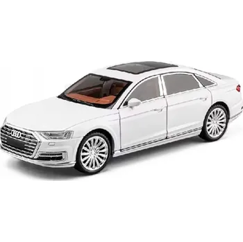 autíčko Audi A8 kovový model hračka na baterie světla zvuk 1:24 Bílá