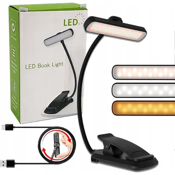 Lampička LED LAMPičKA NA ČTENÍ KNIH NOČNÍ USB S KLIPEM 24 LED