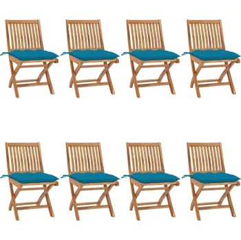 Skládací zahradní židle s poduškami 8 ks masivní teak - 8720286440902