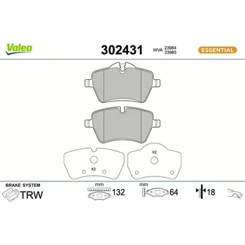 Brzdová destička Sada brzdových destiček, kotoučová brzda VALEO 302431