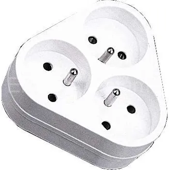 Elektrická zásuvka rozbočná 3 zásuvka bílá čelní L162