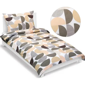 Povlečení Bellatex Půlkruh povlečení flanelové hnědé/losos 140 x 200, 70 x 90 cm zipový uzávěr