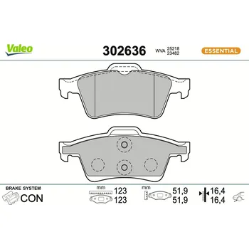 Brzdová destička Sada brzdových destiček, kotoučová brzda VALEO 302636