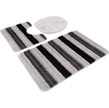 Koupelnová předložka Sada koupelnových předložek (3v1) - 39 - šedá/černá Rozměr koberce: 50x80 cm