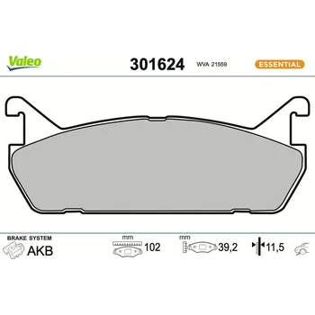 Brzdová destička Sada brzdových destiček, kotoučová brzda VALEO 301624