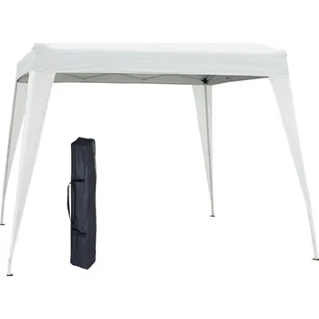 Zahradní altán Skládací altán Outsunny 2,4x2,4 m s UV ochranou, skládací a přenosný, včetně tašky na přenášení na zahradu a balkon, bílá ocel