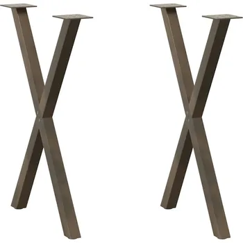 Konferenční stolek Nohy k jídelnímu stolu ve tvaru X, 2 ks, přírodní ocel, 50 x (72-73) cm, ocel - 8721158315717