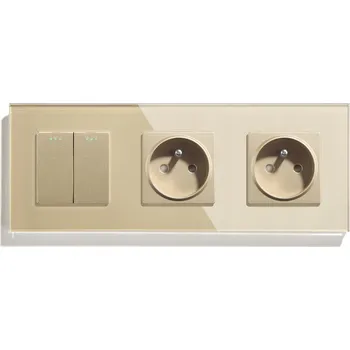 vypínač MECHANICKÝ SCHODIŠŤOVÝ DVOJITÝ KLÁVESOVÝ SPÍNAČ SE DVĚMA ZÁSUVKAMI