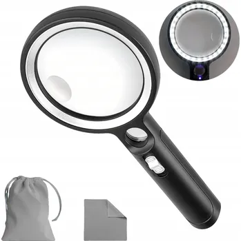 Lupa LUPIČKA S OSVĚTLENÍM, LUPA NA ČTENÍ, LUPA, PRO SENIORY s LED 10x 20x 45x