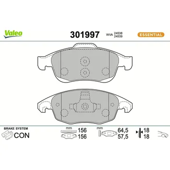 Brzdová destička Sada brzdových destiček, kotoučová brzda VALEO 301997