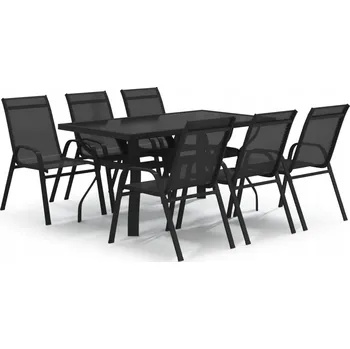 Zahradní sestava Sada zahradního nábytku kovová černá 7 ks