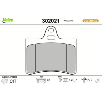 Brzdová destička Sada brzdových destiček, kotoučová brzda VALEO 302021