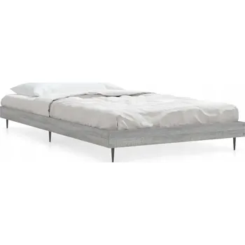 Postel Rám postele 203x93x20 cm šedý dub sonoma, kovové nohy, překližka