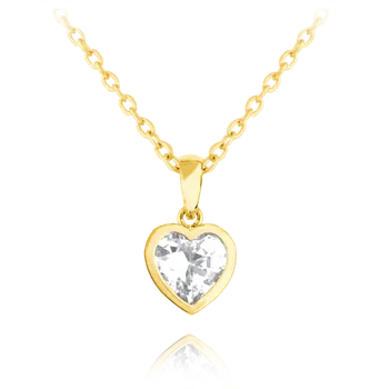 Náhrdelník Moonlit Stříbrný náhrdelník s čirým srdíčkem pro děti pozlacený