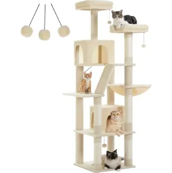 KOČIČÍ STROM - stabilní, vícepatrový (182 cm) Barva: béžová (AMT0239BG)