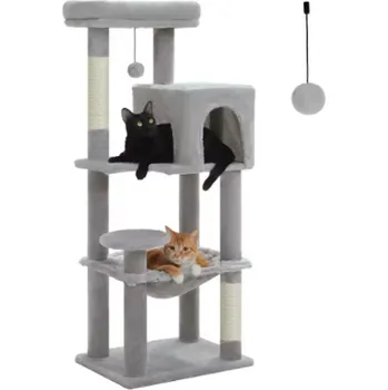 KOČIČÍ STROM - stabilní, 5 patrový (113 cm) Barva: šedá (AMT0110GY-S)