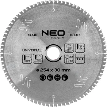 Pilový kotouč Kotoučová pila s vidiovými zuby 254 x 30 mm, 80 zubů, univerzální NEO TOOLS 55-548