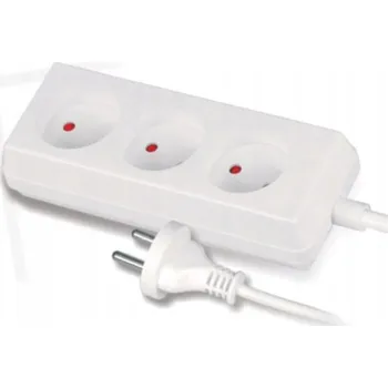Napájecí kabel Prodlužovací Kabel přívod Plast-Rol 1,5 m 3 ks zásuvek bílý