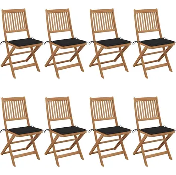 Skládací zahradní židle 8 ks s poduškami masivní akácie - 8720286460108