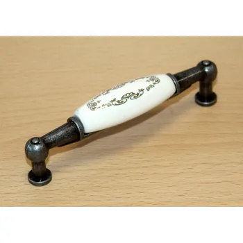 Nábytkové kování 11007 úchyt 96mm zinek -porc.zlatý orrnament