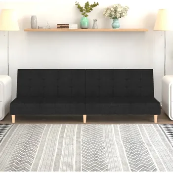 Pohovka 2místná rozkládací pohovka černá textil - 8721012379091