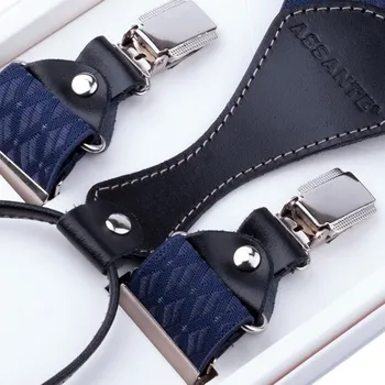 Kšandy Luxusní modré kšandy s hedvábným leskem kožená poutka Assante 90054, Velikost Uni