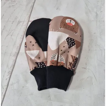 Rukavice Yháček Softshellové rukavice s beránkem, Lišky a medvědi caffé Velikost:: M