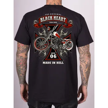 Pánské tričko Pánské MOTORKÁŘSKÉ Triko BLACK HEART WRENCH CHOPPER Barva: Černá, Velikost: L