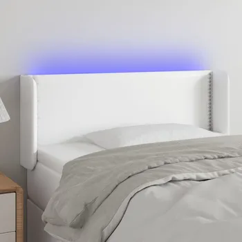 Čelo postele s LED bílé 83 x 16 x 78/88 cm umělá kůže - 8720287298137