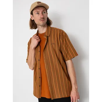 Pánská košile Brixton Cru Stripe (washed copper/burnt red/sunset) M, hnědá