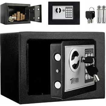 Trezor ČERNÝ OSOBNÍ TREZOR 23CM S DIGITÁLNÍM KÓDEM A KLASICKÝM KLÍČEM