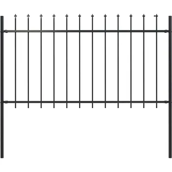 Plot Zahradní plot s kopím nahoře ocelový 181 x 100 cm černý - 8719883586922